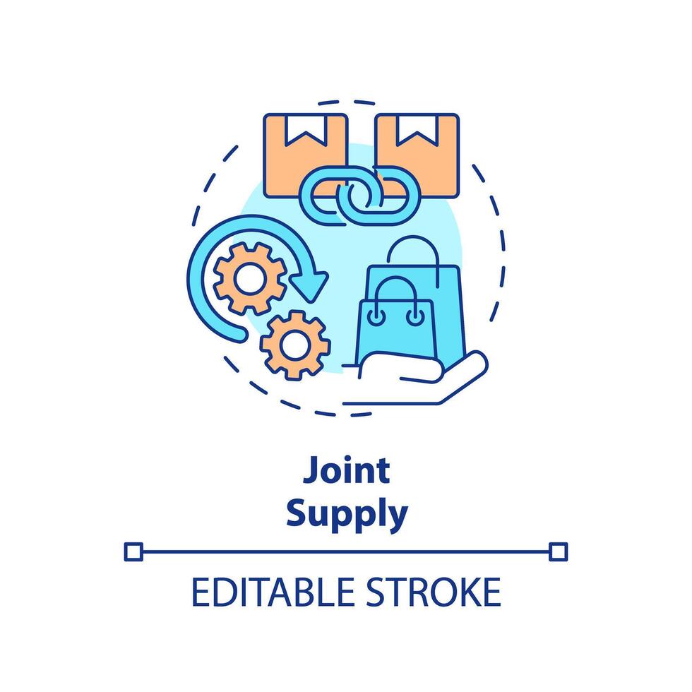 Joint supply multi color concept icon. Production of one good results in production of another. Round shape line illustration. Abstract idea. Graphic design. Easy to use in brochure marketing vector