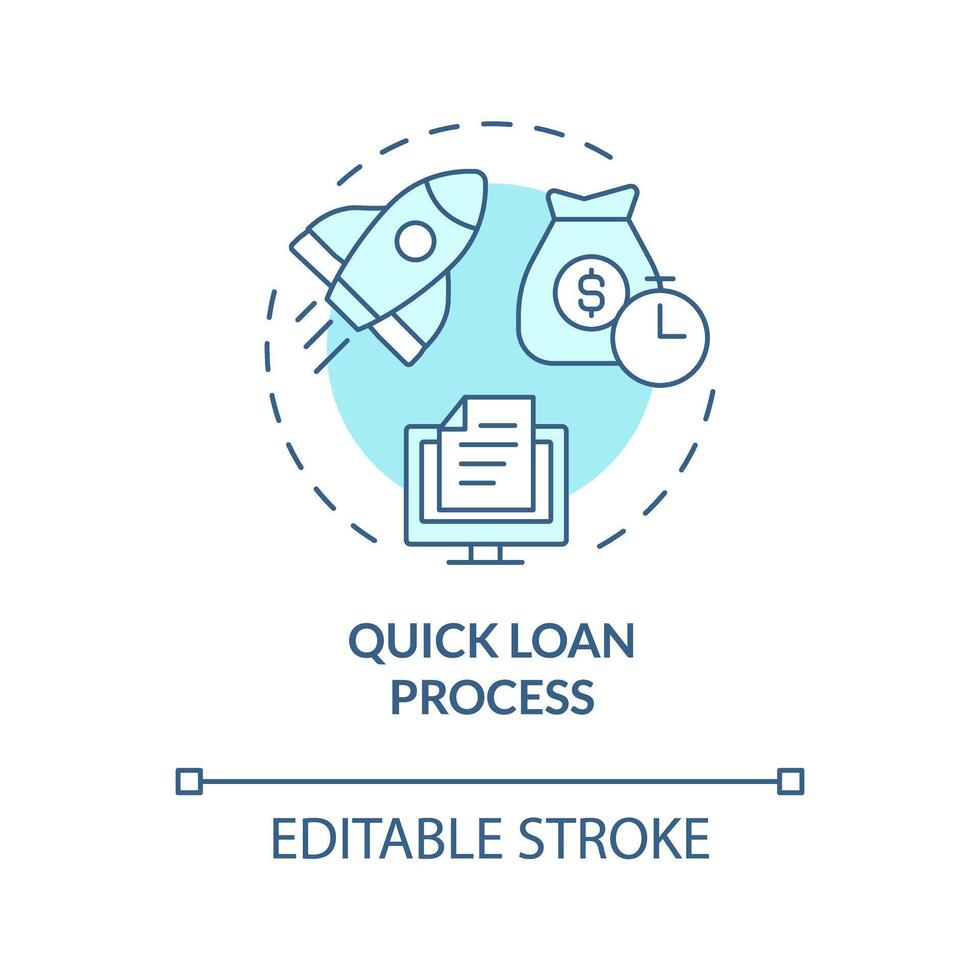 Quick loan process soft blue concept icon. Loan application on P2P platform. Online application form. Round shape line illustration. Abstract idea. Graphic design. Easy to use in marketing vector