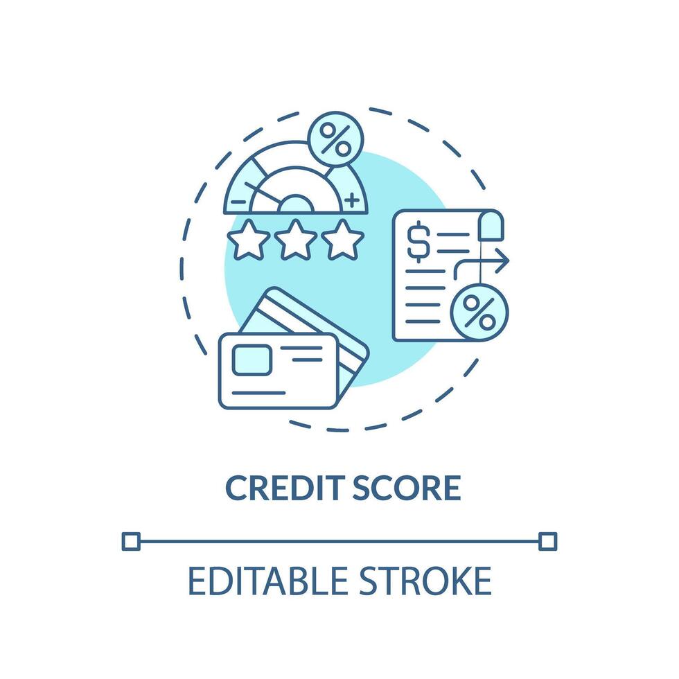 Credit score soft blue concept icon. Analysis of credit files. Creditworthiness. P2P lending. Round shape line illustration. Abstract idea. Graphic design. Easy to use in marketing vector