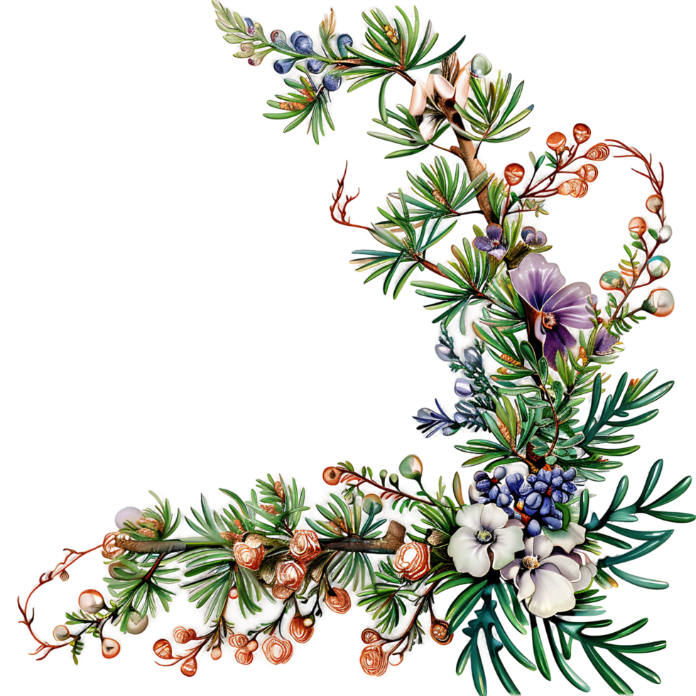 AI generated Serene Juniper Twig Illustration in Watercolor png