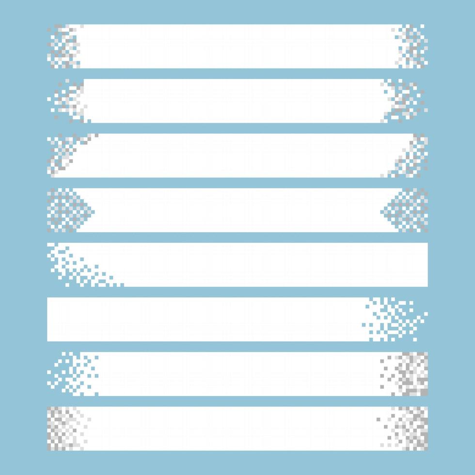 collection set of retro game 8bit pixel banner memo speech bubble balloon, text box, black and white color, flat design vector illustration