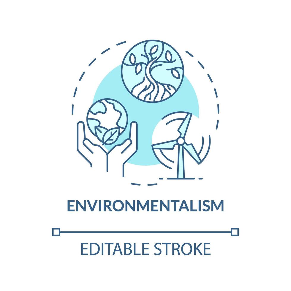 Environmentalism political movement soft blue concept icon. Preservation nature politics. Pollution control, biodiversity. Round shape line illustration. Abstract idea. Graphic design. Easy to use vector