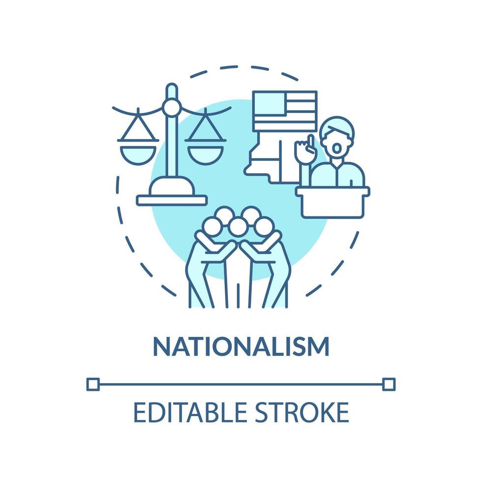 Nationalism political movement soft blue concept icon. Government regulation ideology. Patriotism traditional values. Round shape line illustration. Abstract idea. Graphic design. Easy to use vector