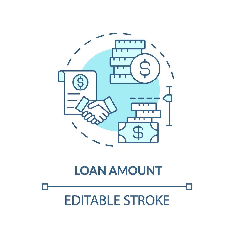 Loan amount soft blue concept icon. Borrowing money. Deal between borrower and lender. P2P platform. Round shape line illustration. Abstract idea. Graphic design. Easy to use in marketing vector