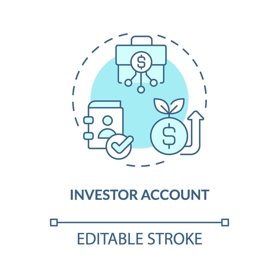 Investor account soft blue concept icon. Fill personal and financial information. Invest money to fund loans. Round shape line illustration. Abstract idea. Graphic design. Easy to use in marketing vector