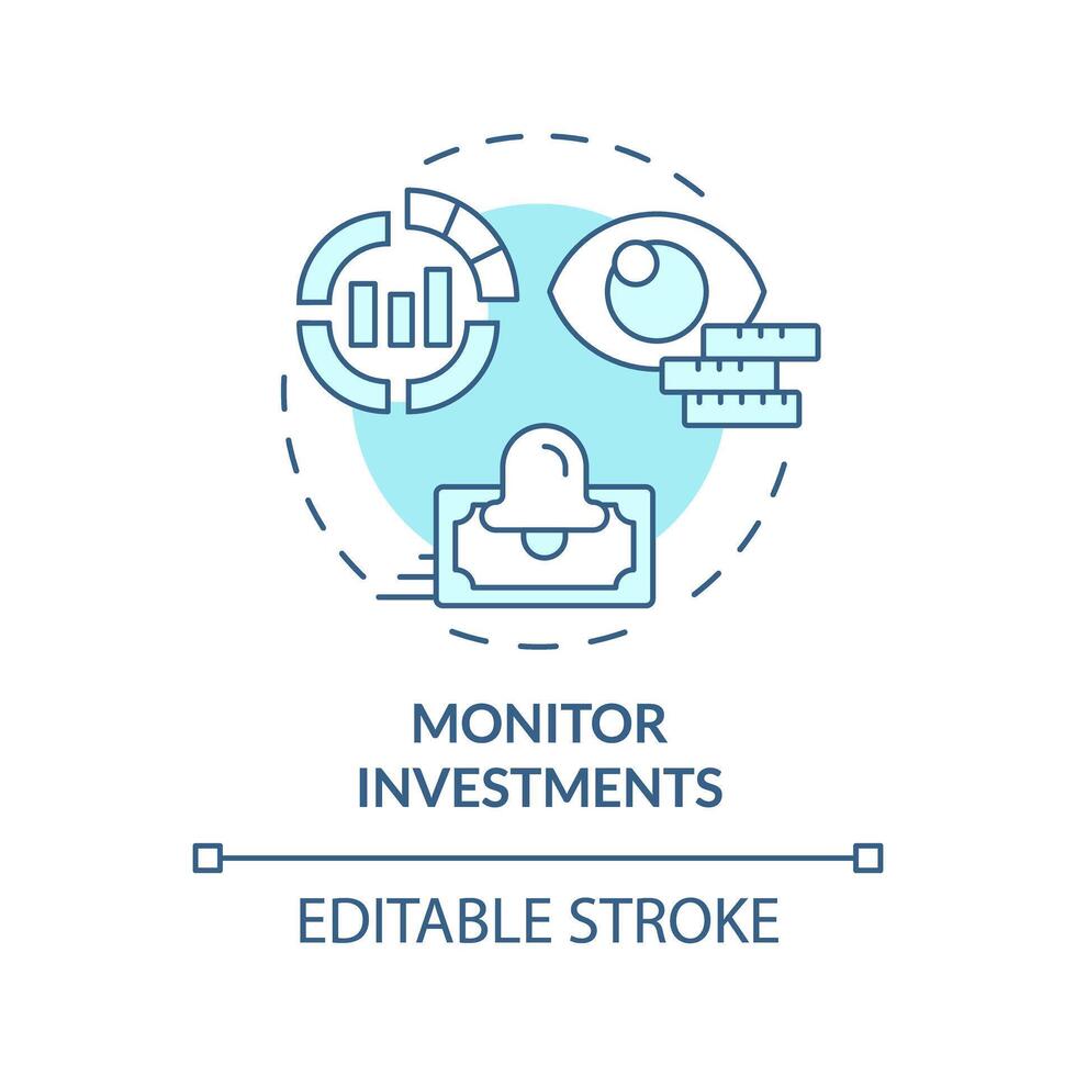 monitor inversión suave azul concepto icono. recibir pagos invertido en préstamos y monitor actuación. redondo forma línea ilustración. resumen idea. gráfico diseño. fácil a utilizar en márketing vector