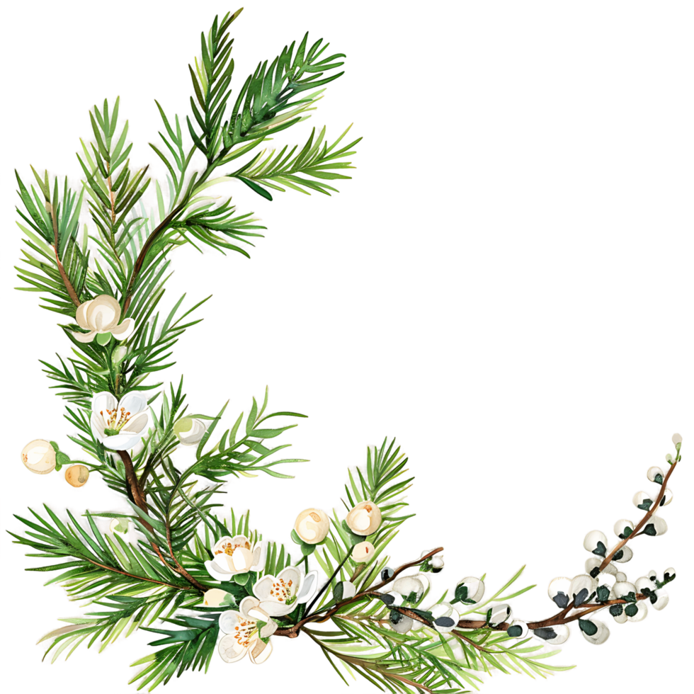 AI generated Ethereal Watercolor Clipart of a Juniper Twig png