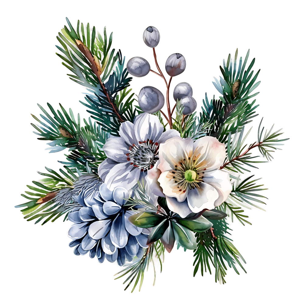 AI generated Whimsical Watercolor Juniper Twig Design png