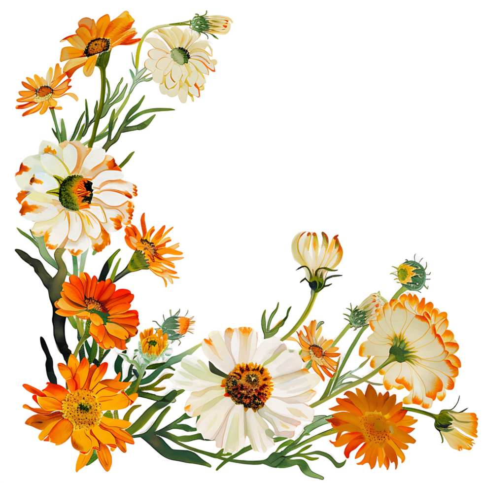 AI generated Subdued Calendula Watercolor Illustration png
