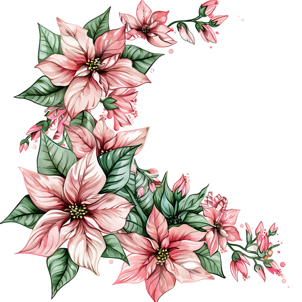 AI generated Whimsical Watercolor Poinsettia Design png