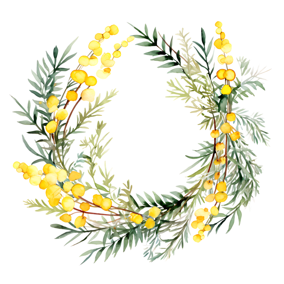 AI generated Cozy Watercolor Mimosa Blooms Clipart png