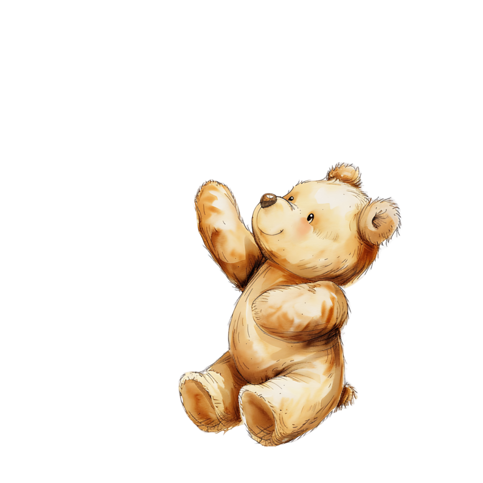 AI generated Dazzling Watercolor Teddy Bear Illustration png