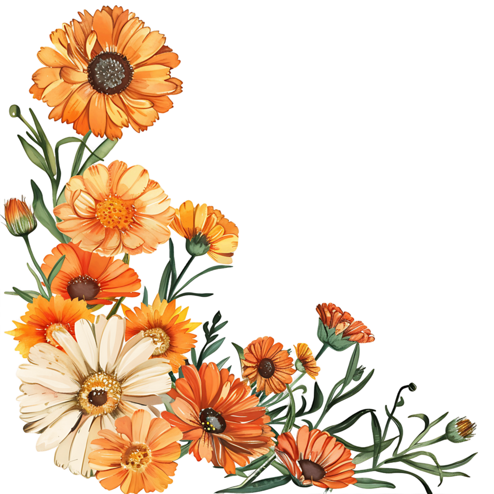AI generated Delicate Calendula Blossom in Watercolor png