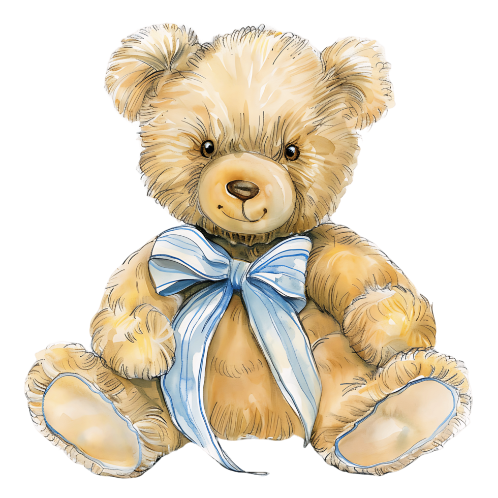 AI generated Dreamy Little Teddy Bear in Watercolor png