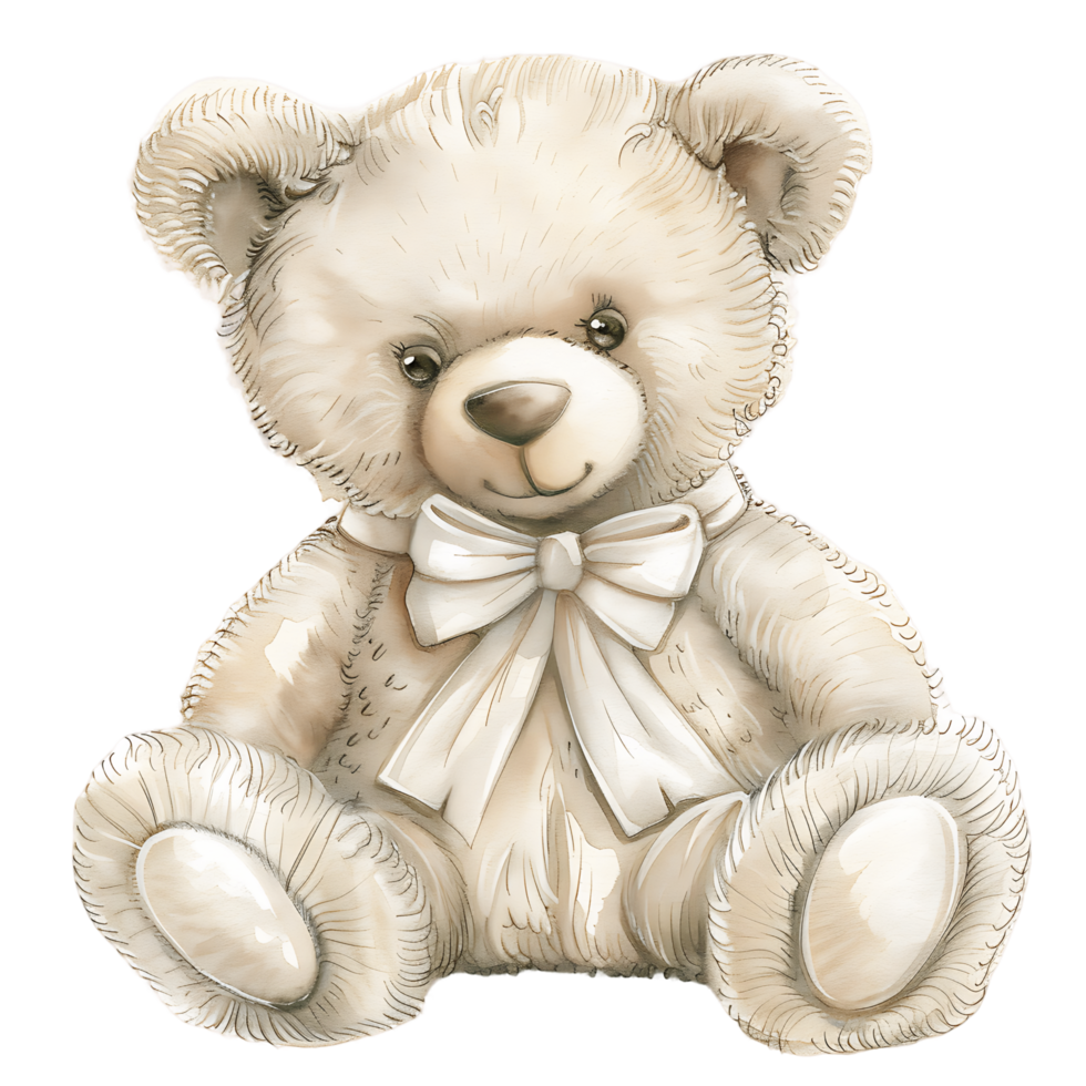 ai généré radiant aquarelle clipart de une petit nounours ours png