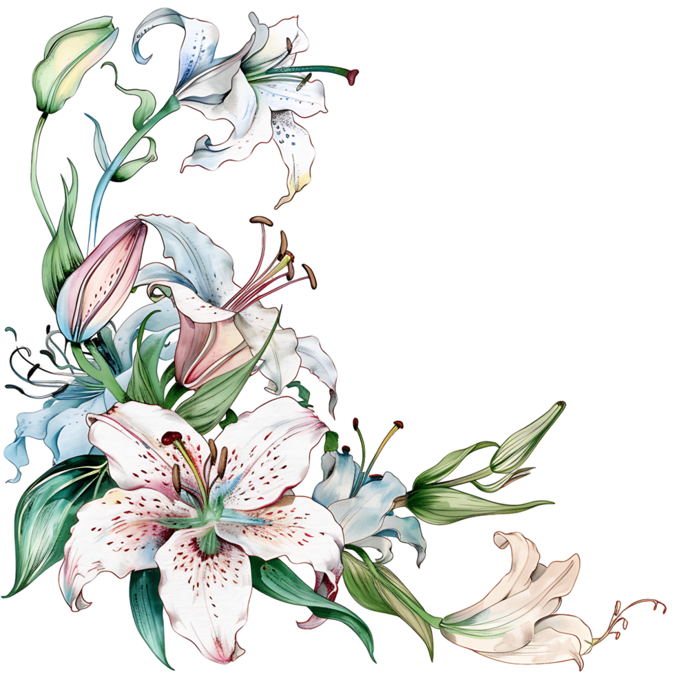 AI generated Subdued Lily Blossom Watercolor Clipart png