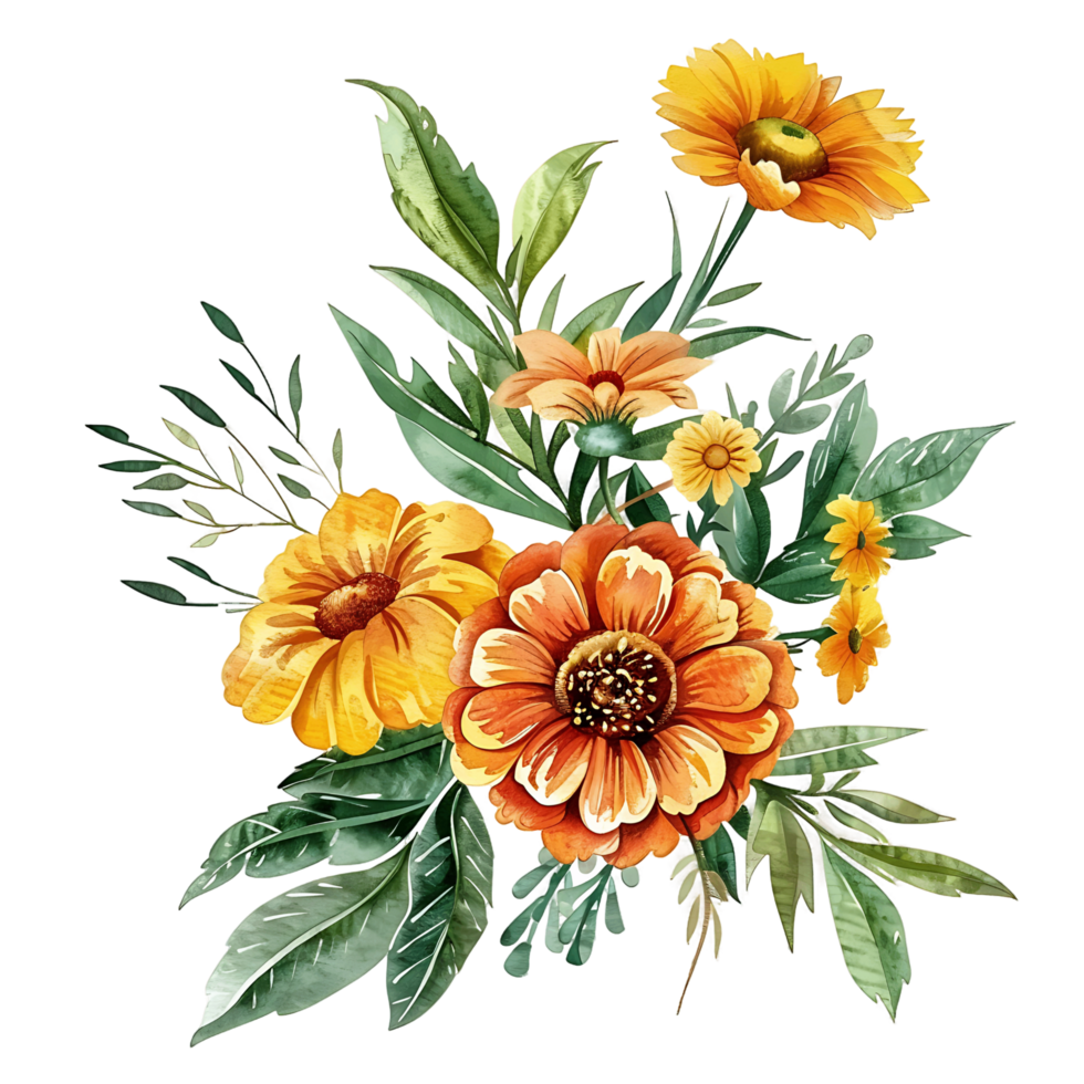 AI generated Charming Watercolor Clipart of a Calendula png