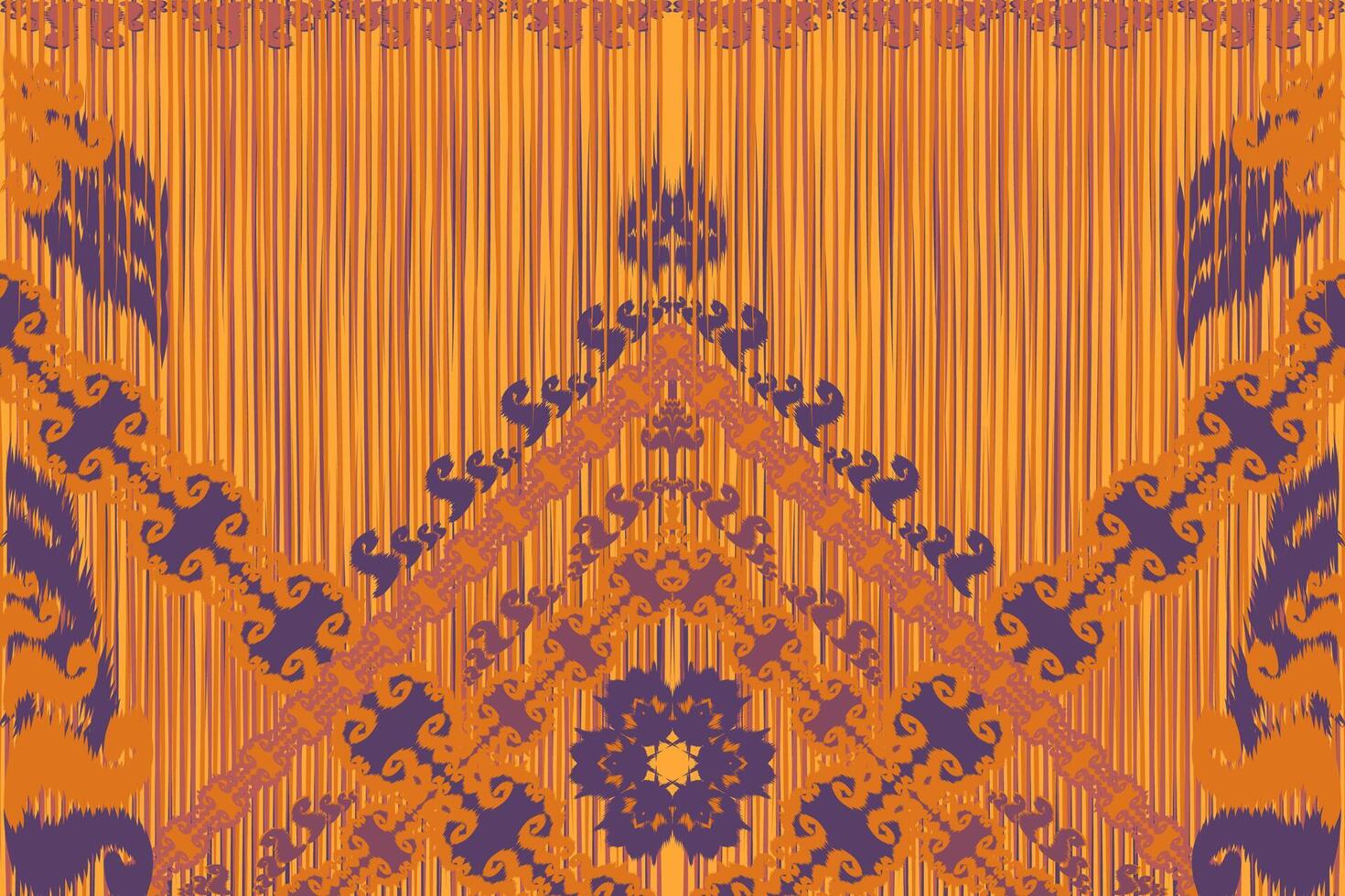 Abstract tribal ikat fabric pattern made from Asian geometric shapes. vector