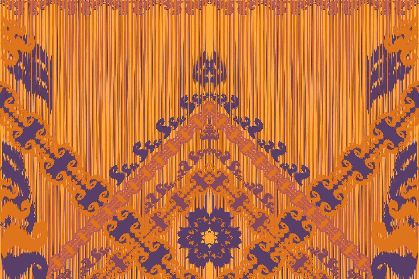 Abstract tribal ikat fabric pattern made from Asian geometric shapes. vector