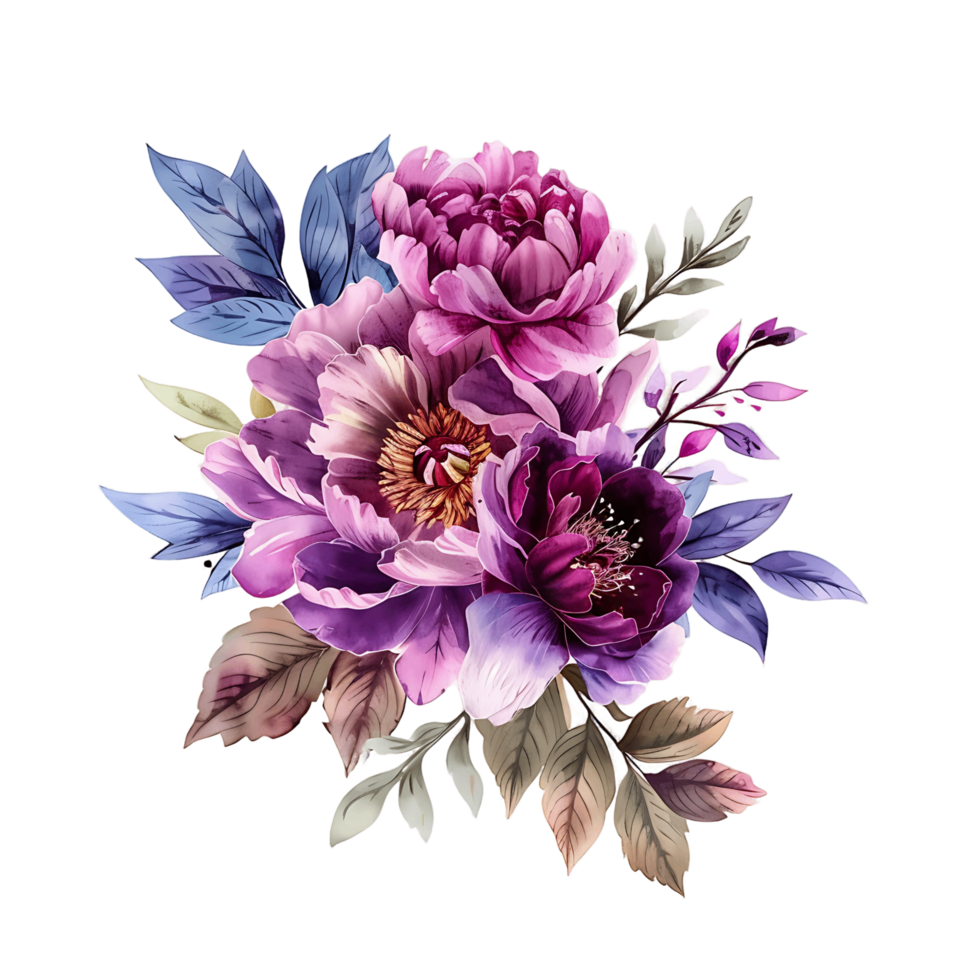 AI generated Elegant Magenta Peony in Soft Watercolor Clipart png