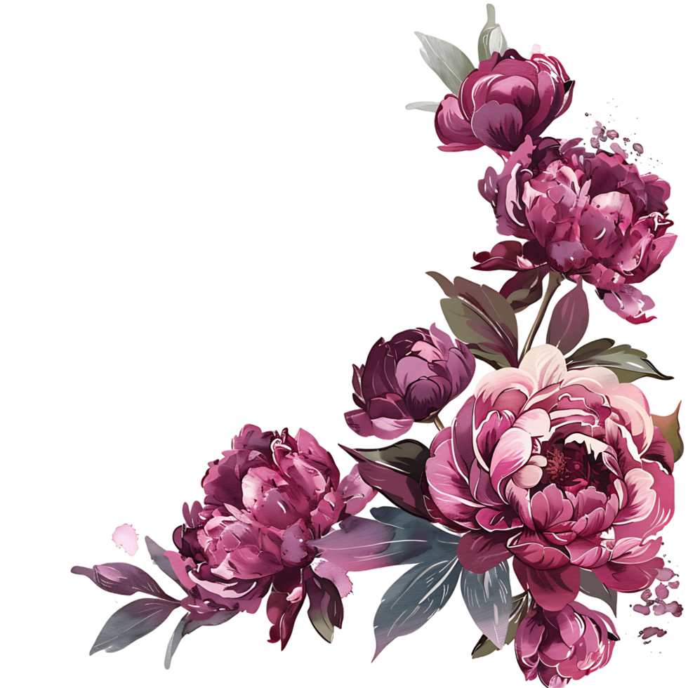 AI generated Tranquil Watercolor Magenta Peony Clipart png