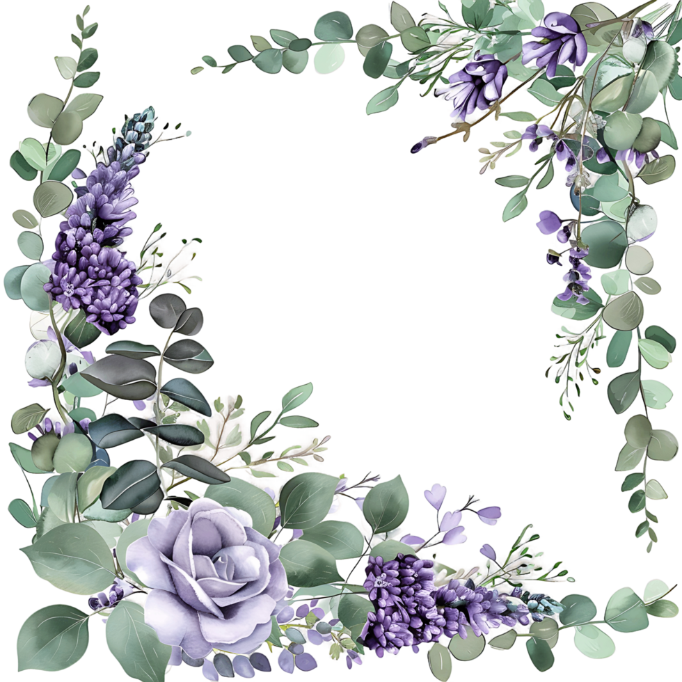 AI generated Dreamy Eucalyptus and Lavender Watercolor Artwork png