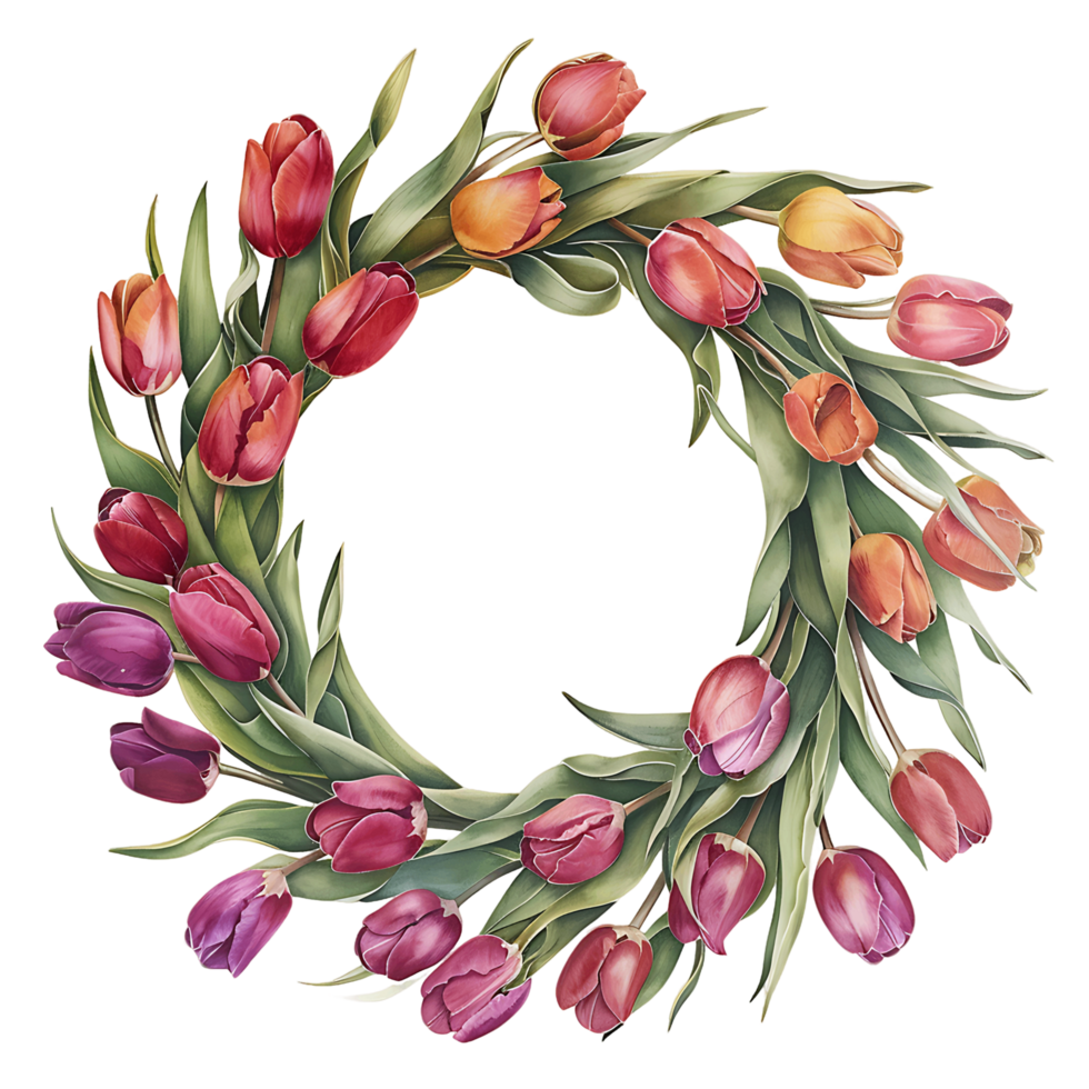 AI generated Radiant Tulip Flowers Watercolor Illustration png