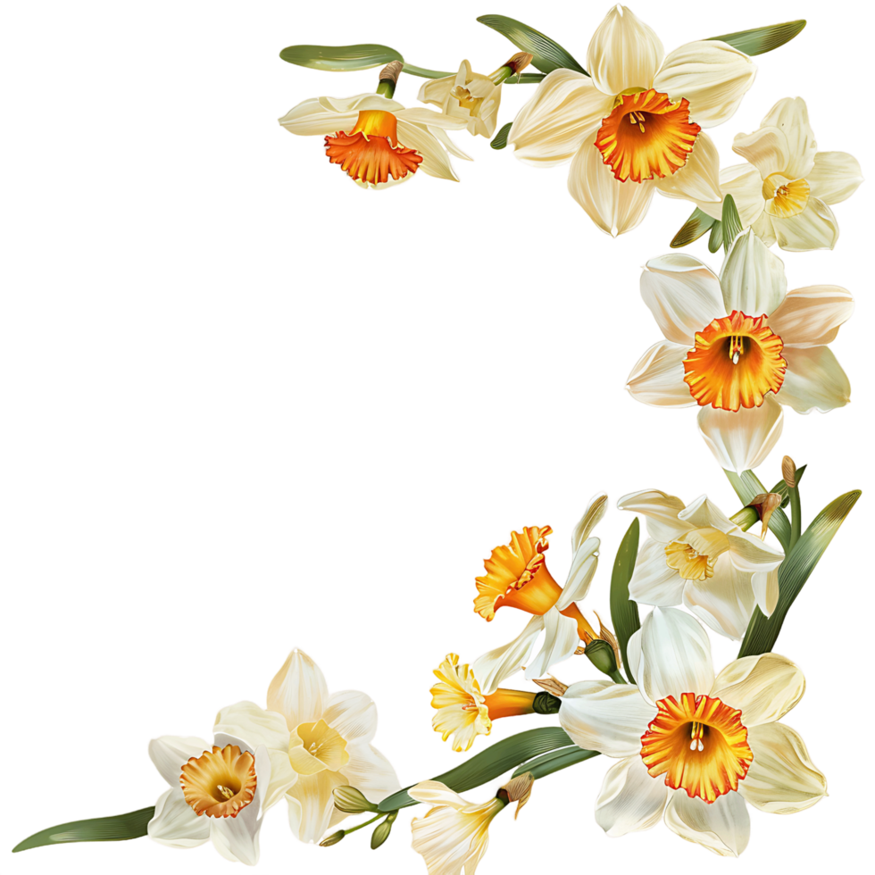 AI generated Graceful Daffodil Blossoms in Watercolor png