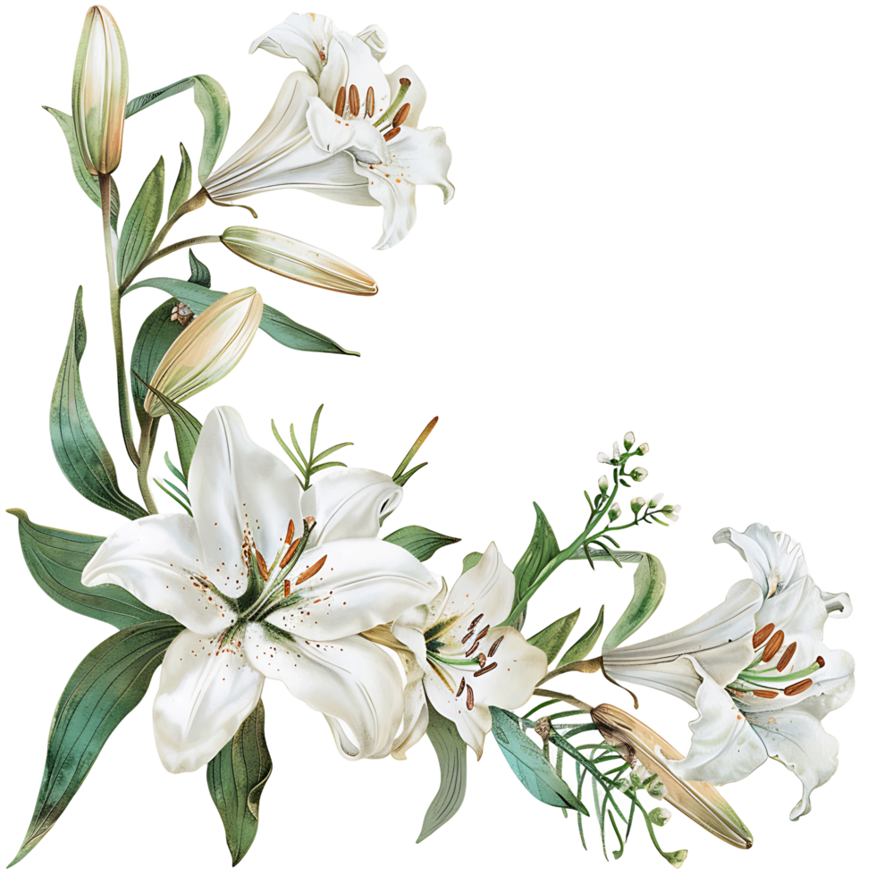 AI generated Subtle Watercolor Lily Clipart Design png