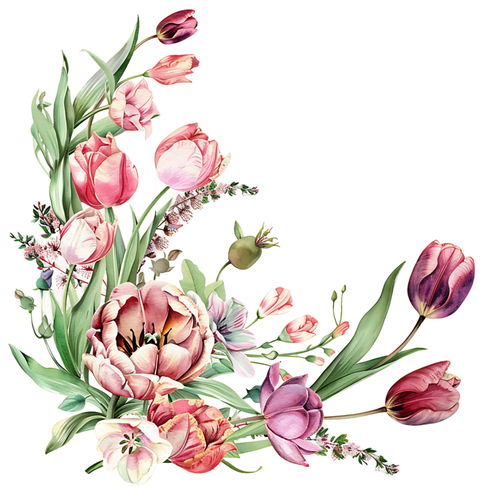 AI generated Ethereal Tulip Petals in Watercolor png