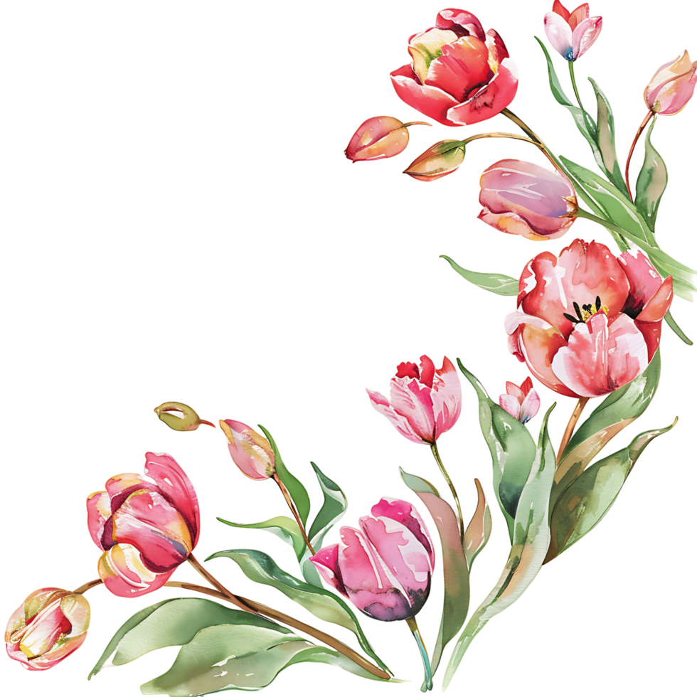 AI generated Dreamy Tulip Bouquet in Watercolor png