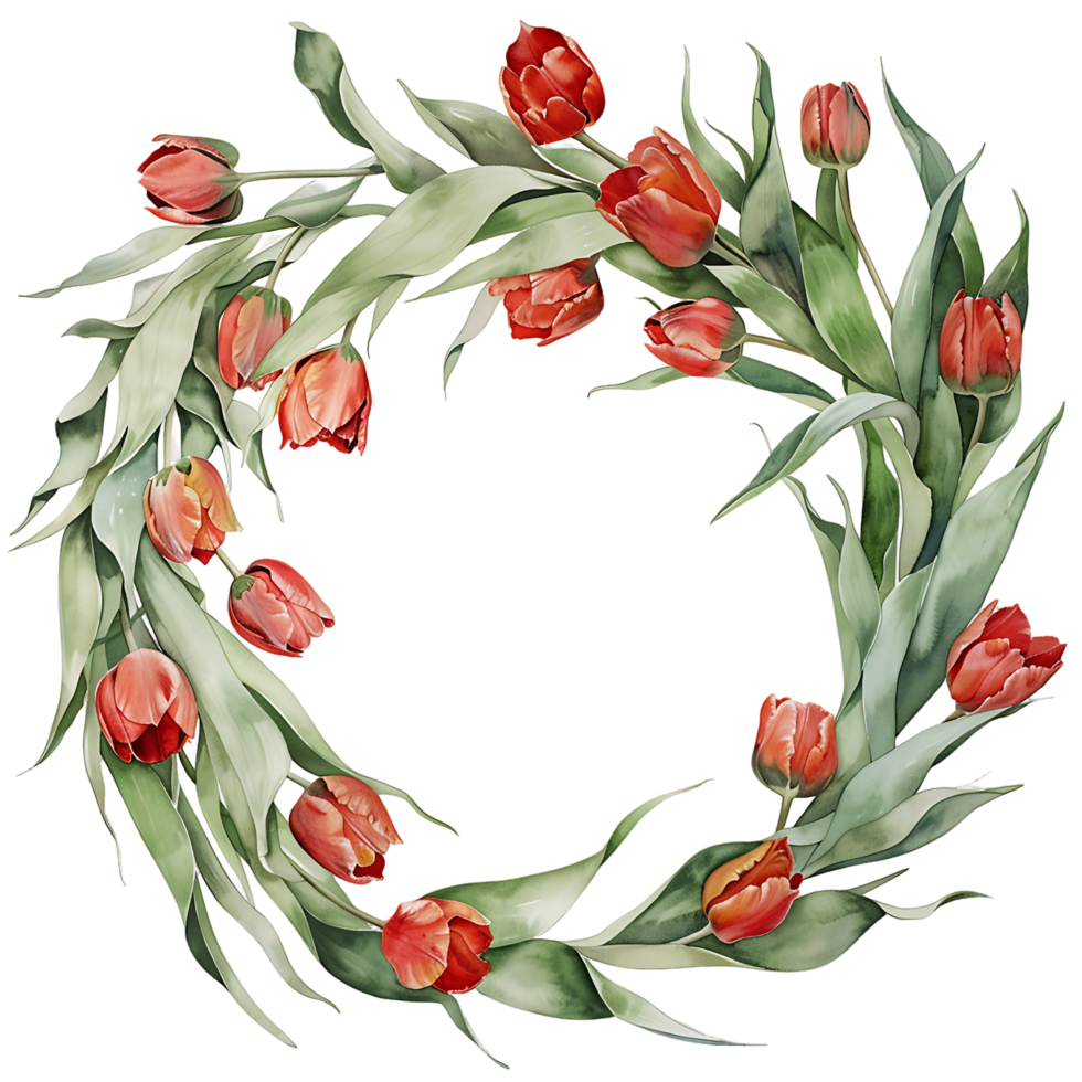AI generated water color tulip illustration png