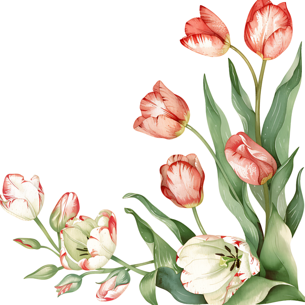AI generated Dazzling Tulip Bouquet in Watercolor png