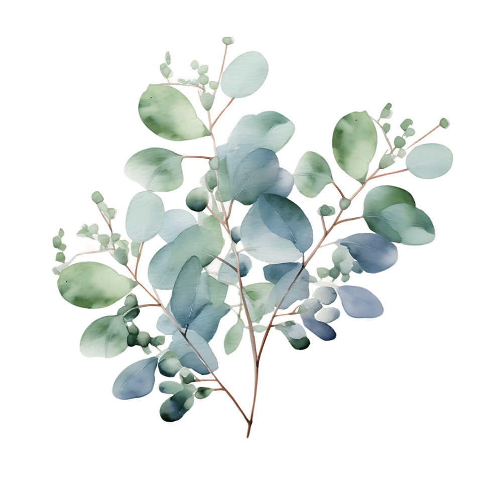 AI generated Clear View of Eucalyptus in Watercolor png