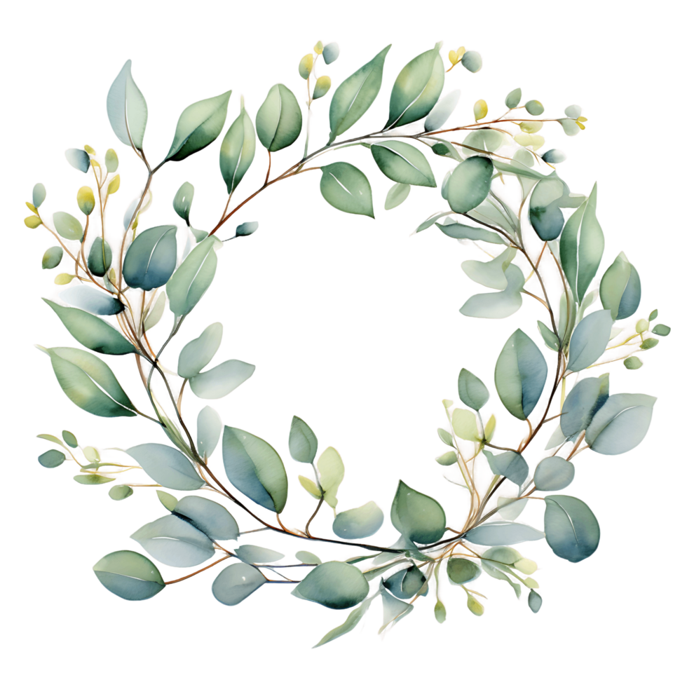 AI generated Tranquil Eucalyptus Watercolor with Transparency png