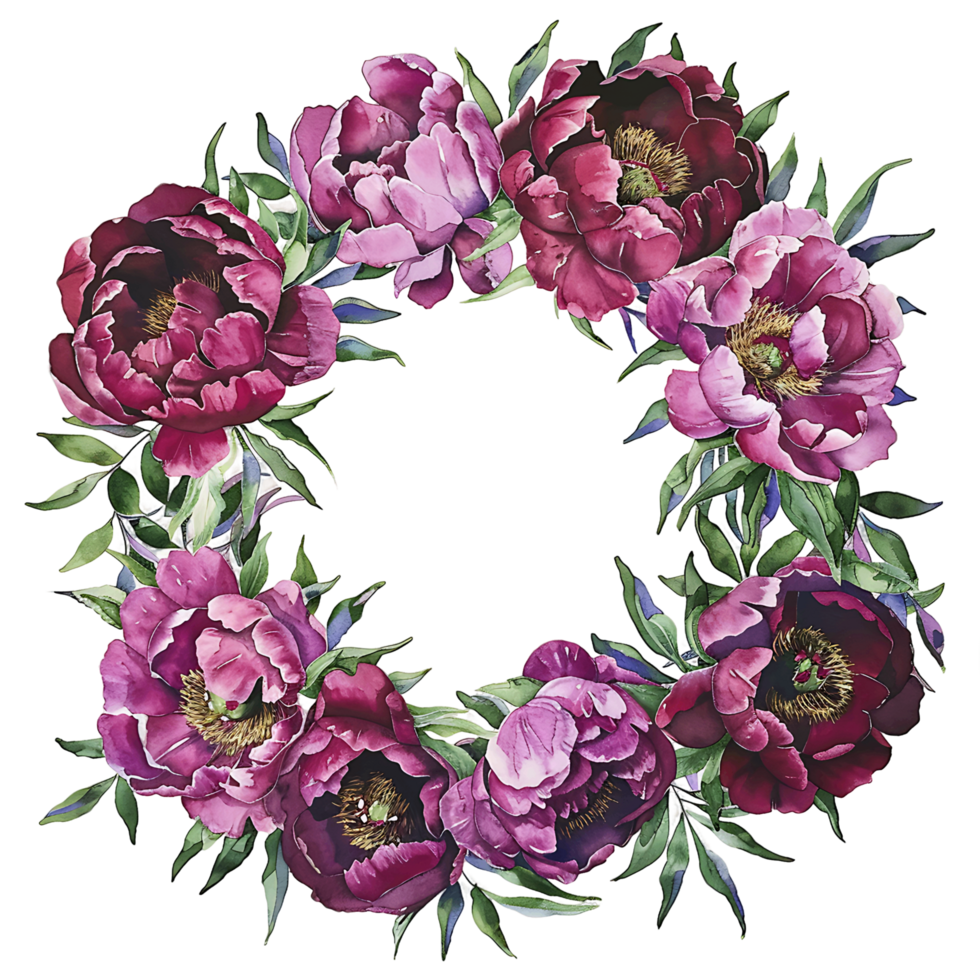 AI generated Subtle Watercolor Magenta Peony Clipart Design png