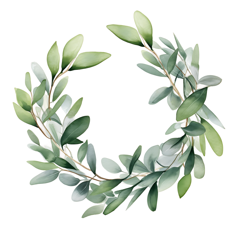 AI generated Subtle Eucalyptus Leaves with Transparent Elegance png