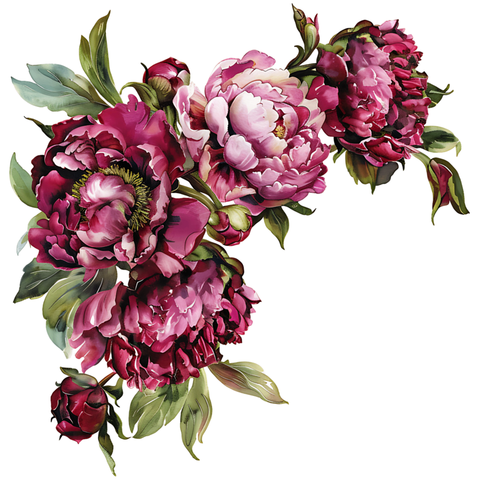 ai generato delicato acquerello magenta peonia illustrazione png