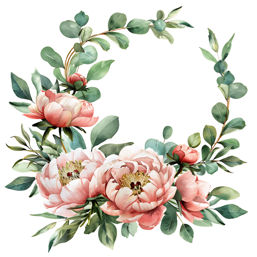 AI generated Whispering Eucalyptus and Pink Petals png