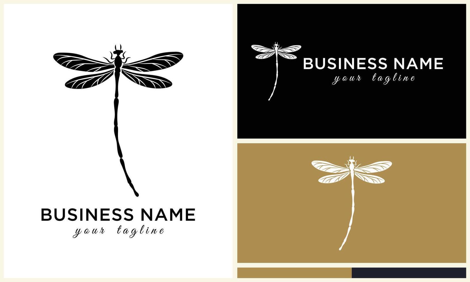 silhouette vector dragonfly logo template