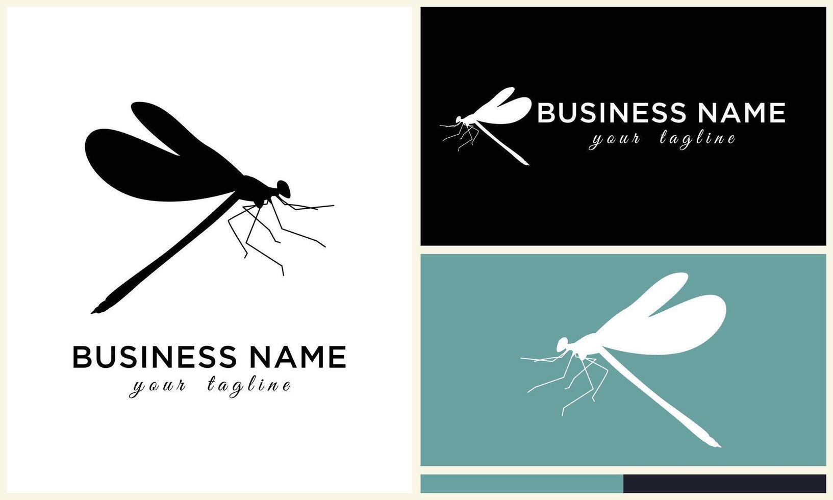 silhouette vector dragonfly logo template