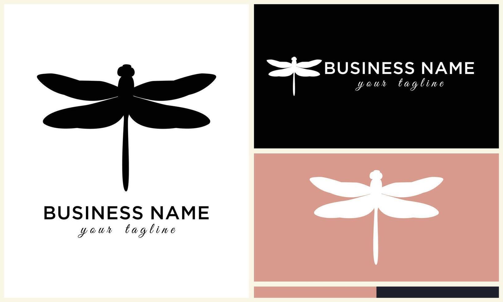 silhouette vector dragonfly logo template