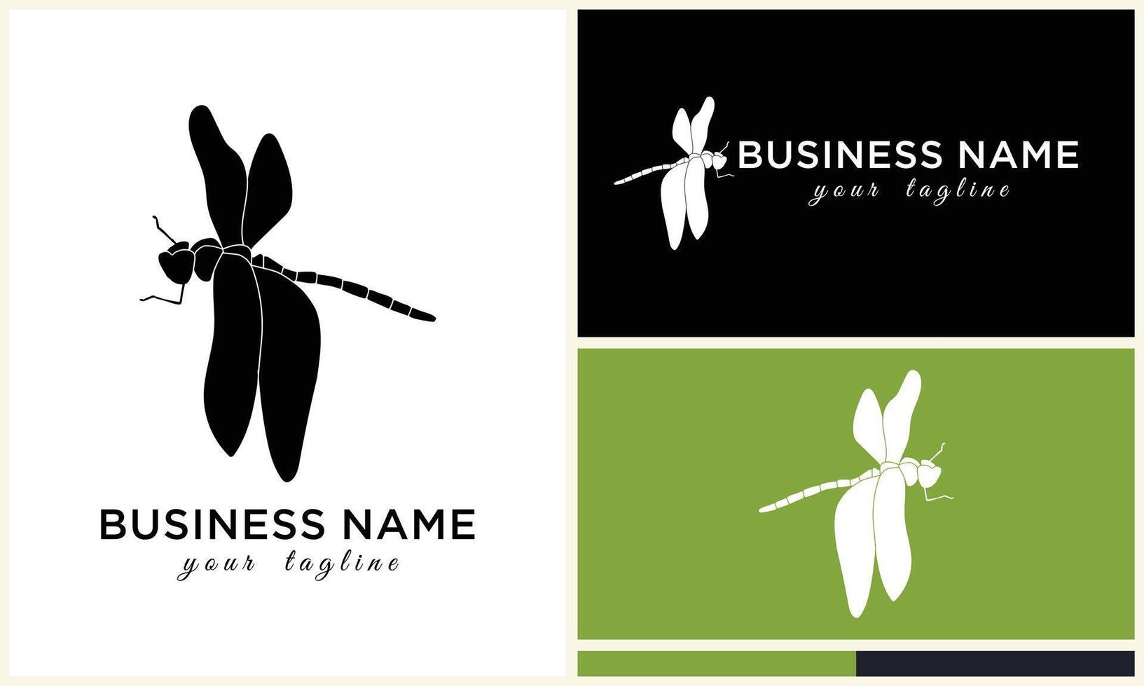 silhouette vector dragonfly logo template