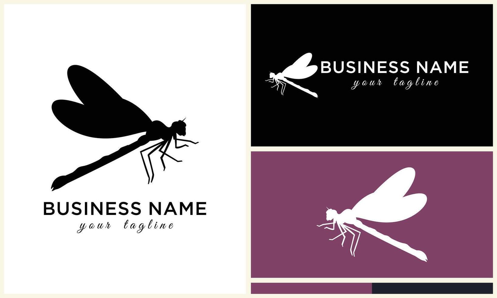 silhouette vector dragonfly logo template