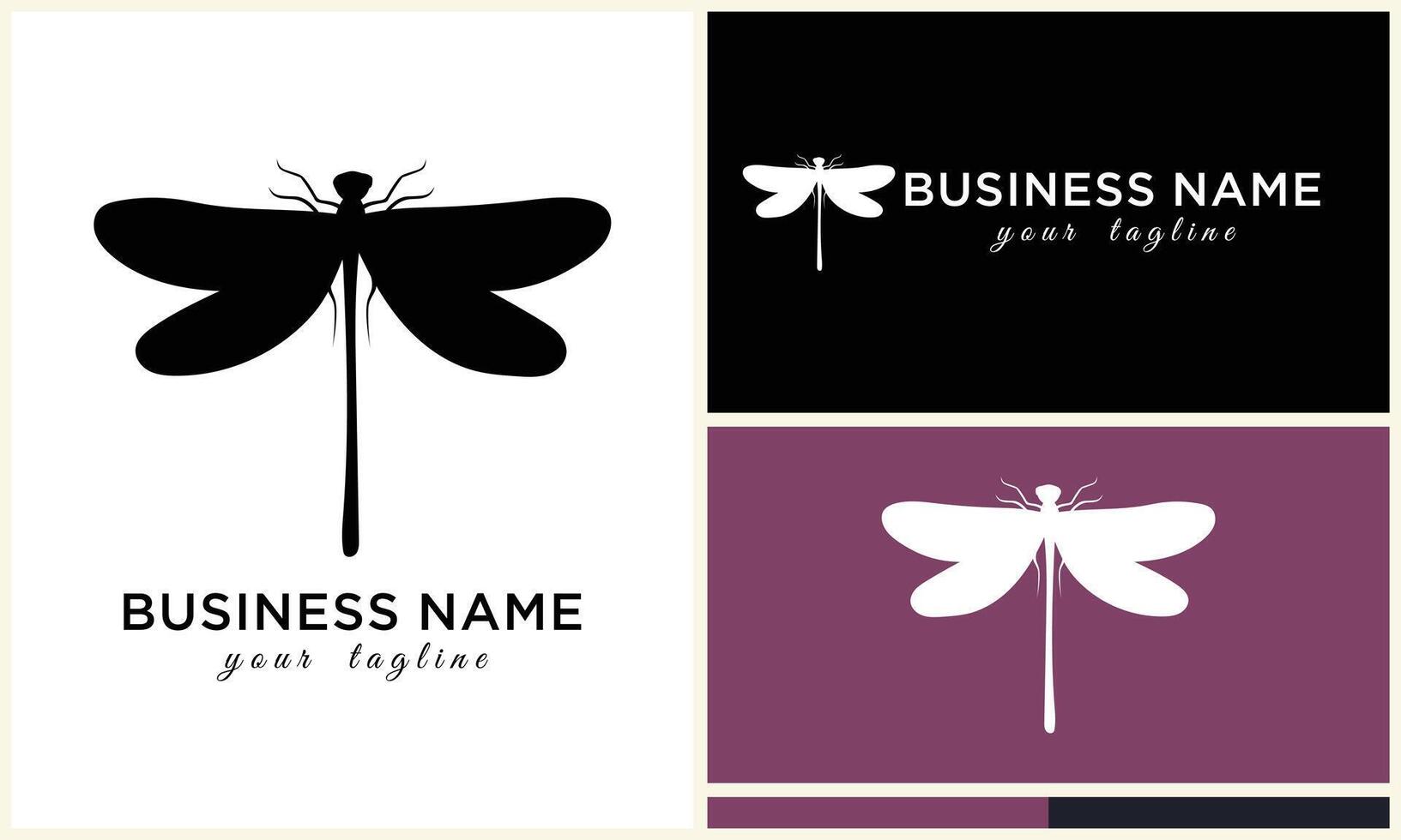 silhouette vector dragonfly logo template