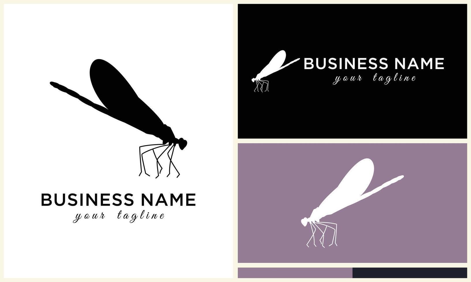 silhouette vector dragonfly logo template