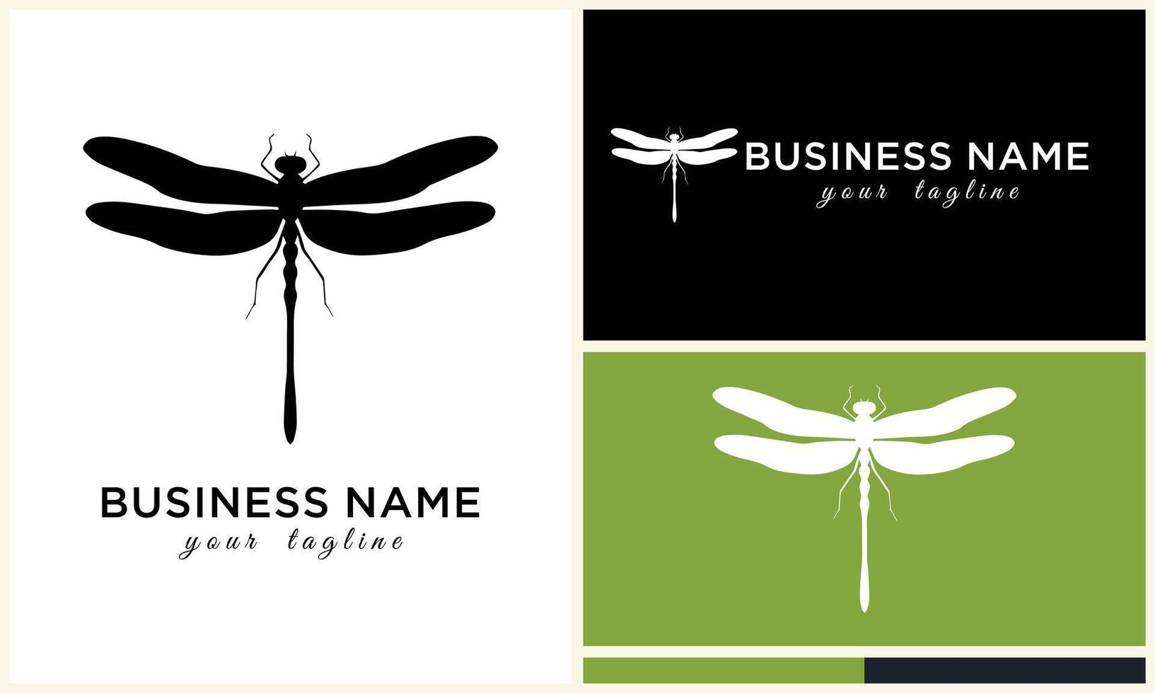 silhouette vector dragonfly logo template