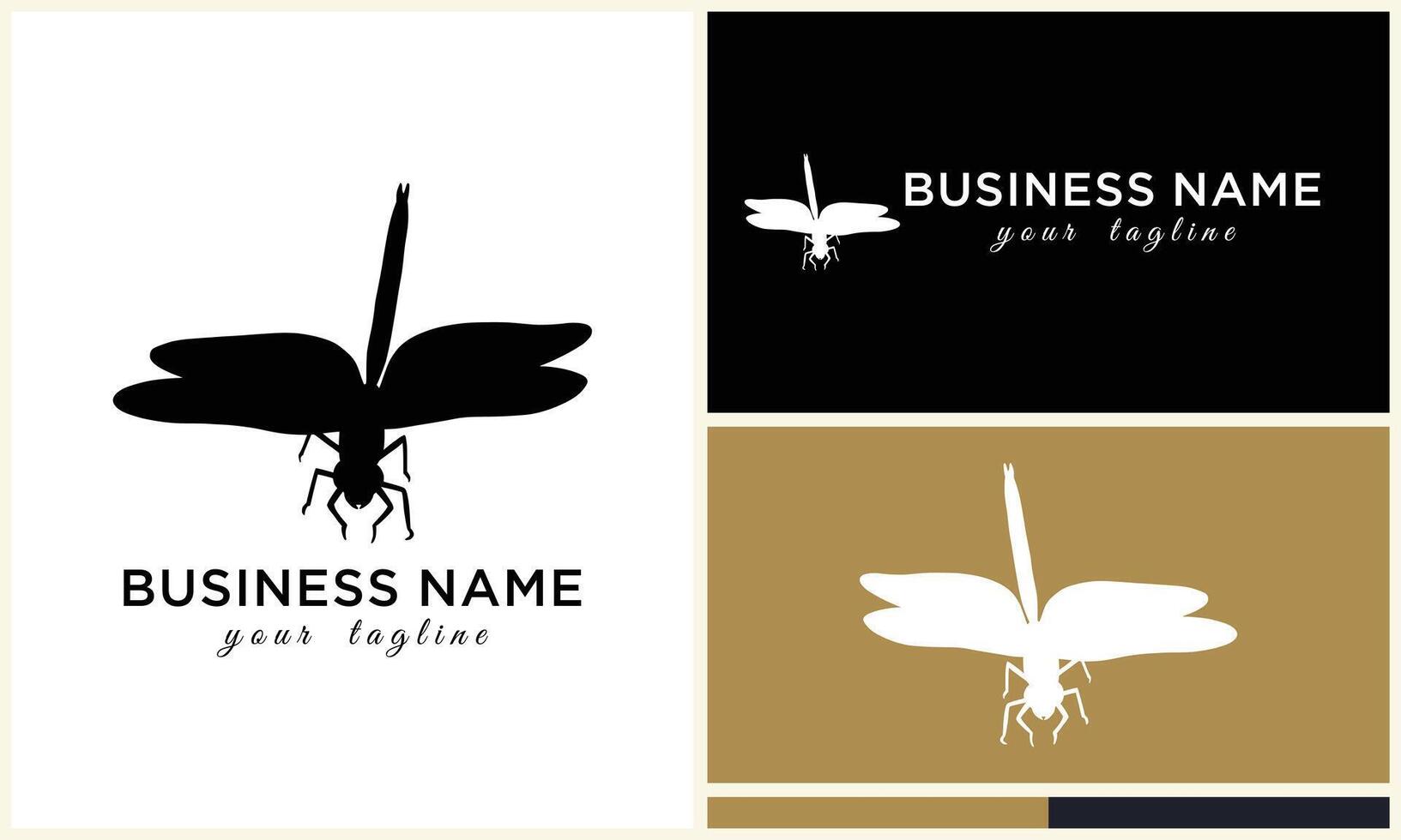 silhouette vector dragonfly logo template