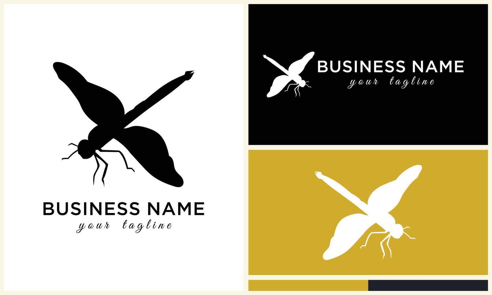 silhouette vector dragonfly logo template