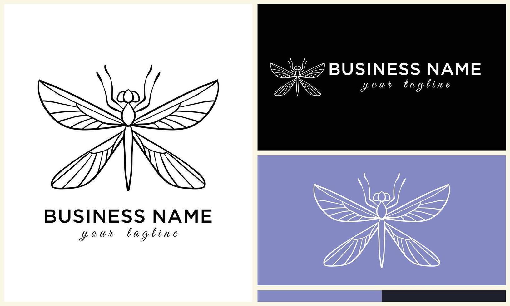 line art dragonfly logo template vector